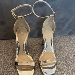 Missguided Metallic Gold Ankle Strap High Heels